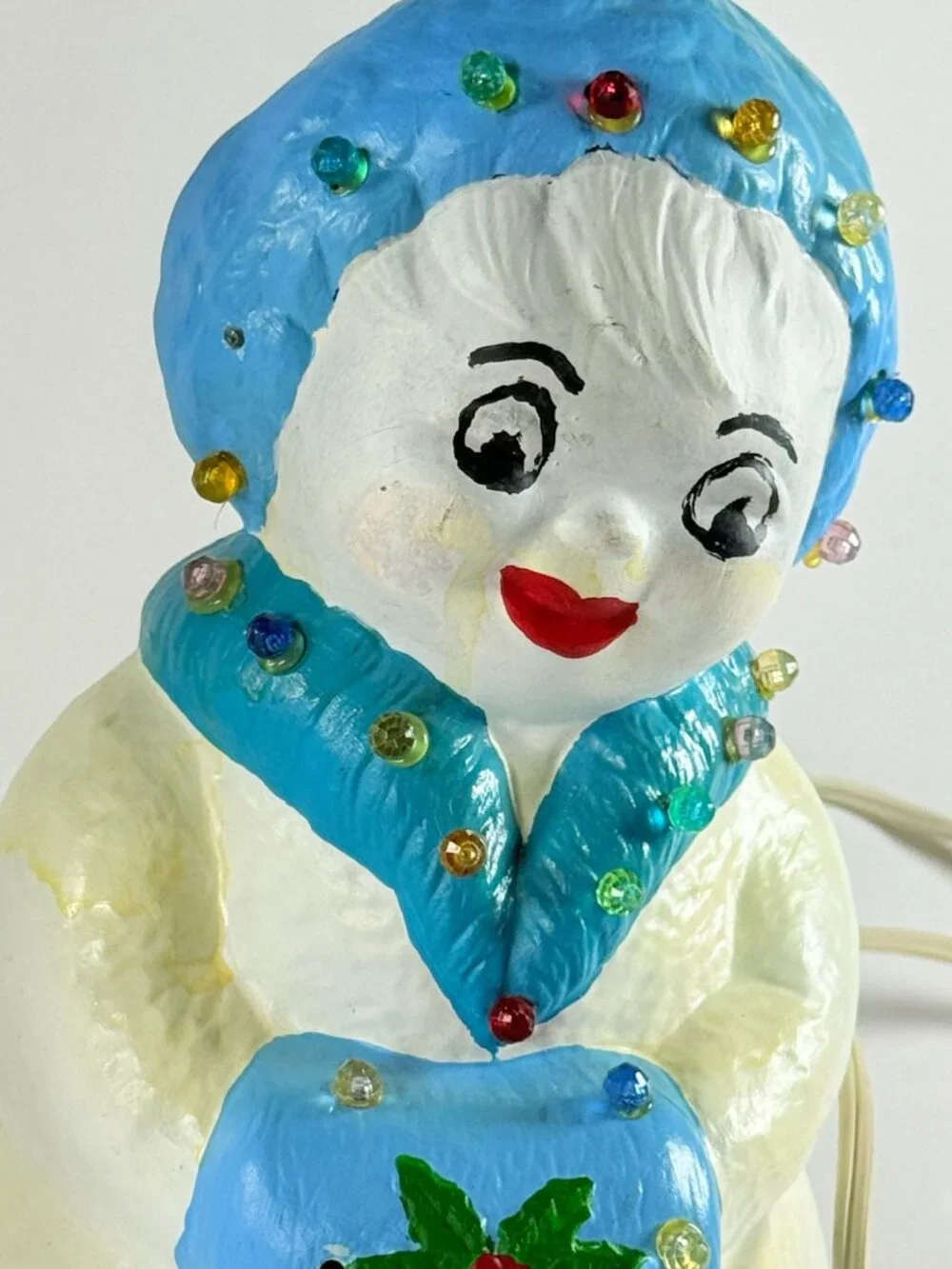 Vintage 90's Hand Painted Ceramic Mr & Mrs Snowman Light Up Holiday Decor